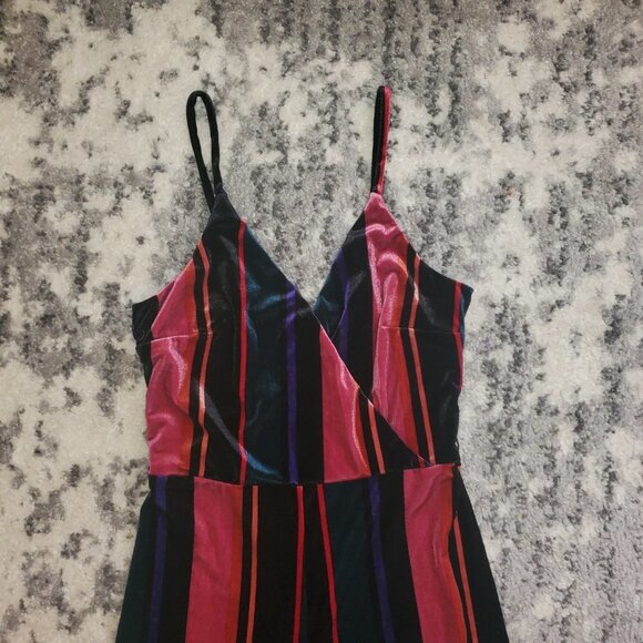 Speechless Velvet Striped Jumpsuit  EUC - Picture 3 of 14